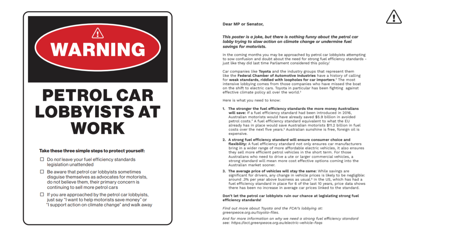 WARNING: Petrol Car Lobbyists at work