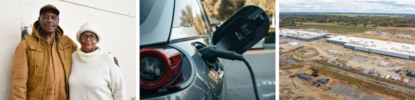 A collage of three photos. The left photo is of