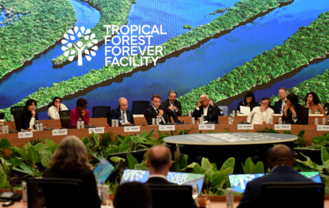 A roundtable of world leaders at the launch event of the Tropical Forest Forever Facility (TFFF) fund in Belem during COP30