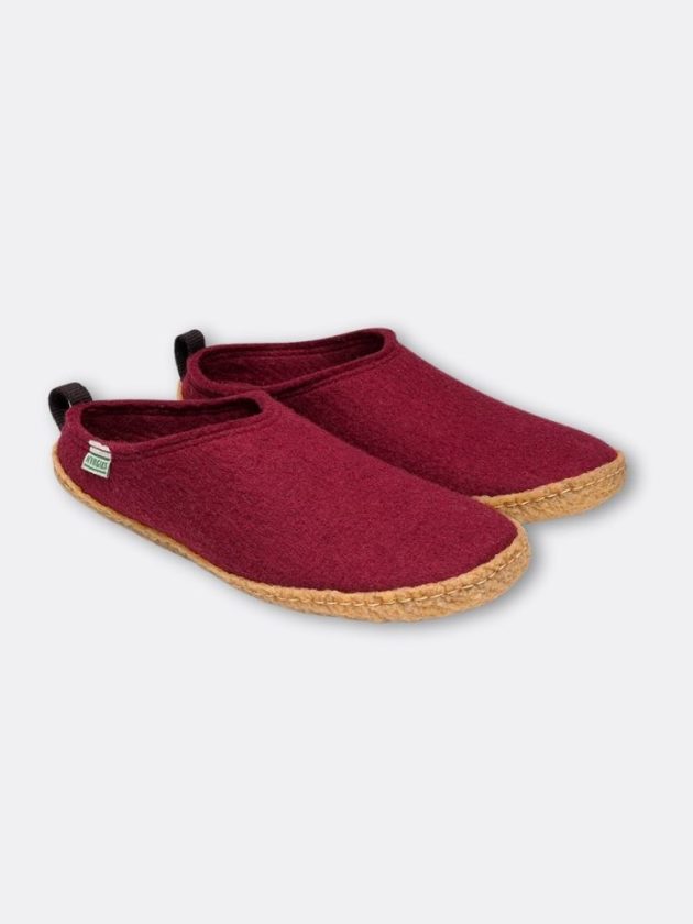 Handcrafted red Wool Slip ons by Kyrgies