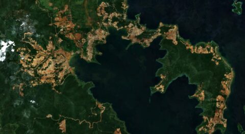 Satellite image showing the expansion of nickel mining in Sulawesi, Indonesia