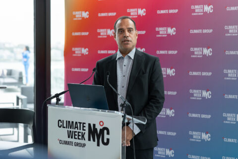 Vanuatu's climate minister Ralph Regenvanu gives a press conference during the opening of Climate Week in New York on September 22, 2025.