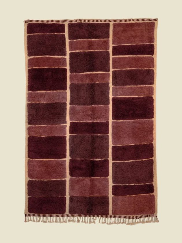 Red sustainable artisan wool rug
