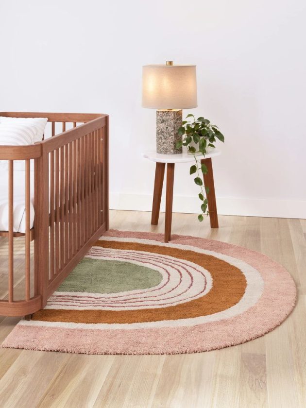 Rainbow organic rug for nurseries