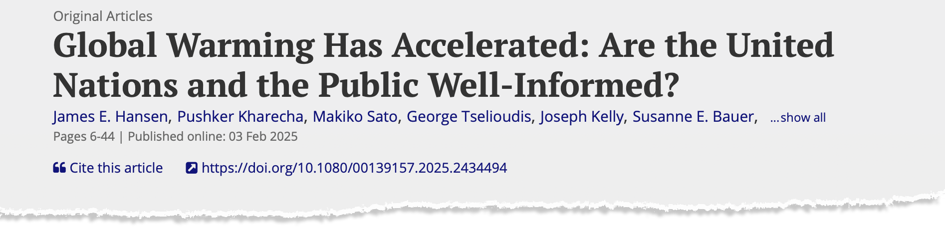 Ragout: Global Warming Has Accelerated: Are the United Nations and the Public Well-Informed