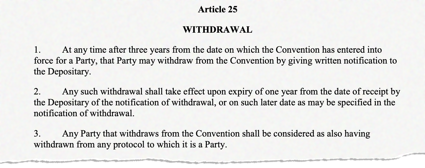 Excerpt from Article 25 of the UNFCCC (1992)