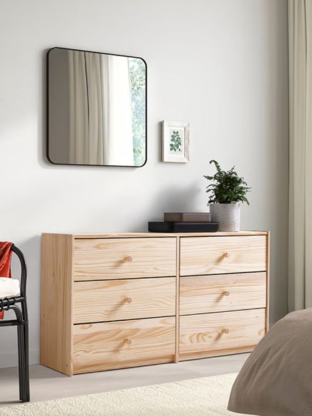 Affordable solid wood dresser without stain for low-VOC 