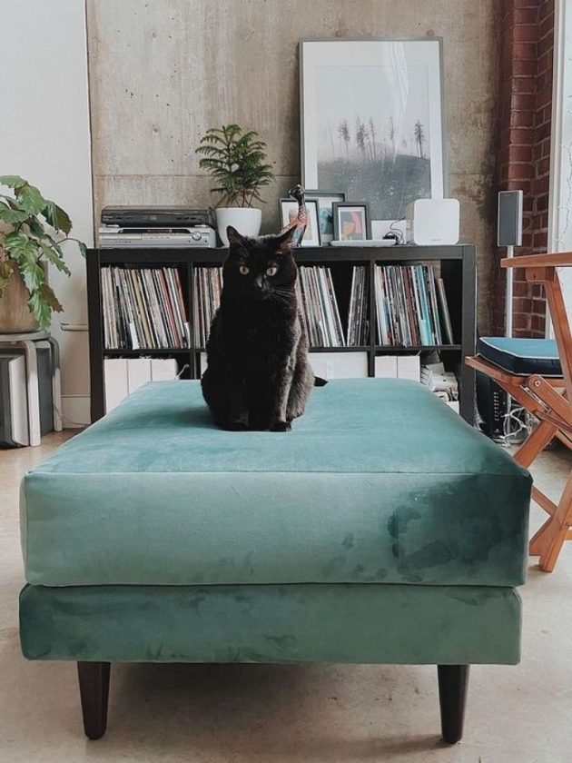 Non-toxic blue ottoman from Sabai 