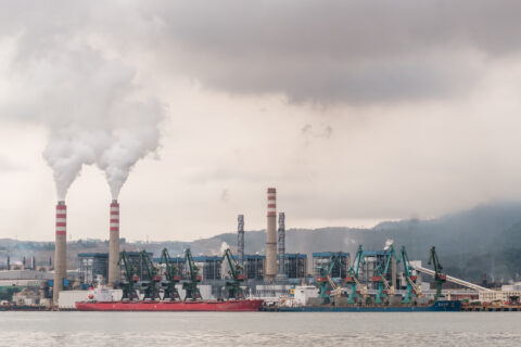 A smelter emits smoke from burning coal to refine nickel at the mining industry owned by Indonesia Weda Bay Industrial Park (IWIP) in Weda Bay, on Halmahera Island, North Maluku, Indonesia, on August 14, 2024. (Photo by Muhammad Fauzy/NurPhoto)