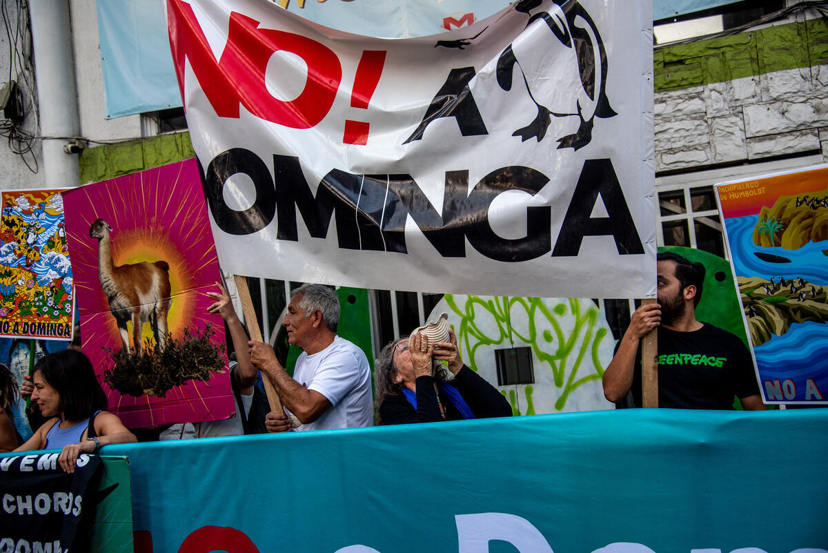 Dominga Port Mining Project Cancelled in Santiago. © Greenpeace / Cristobal Olivares