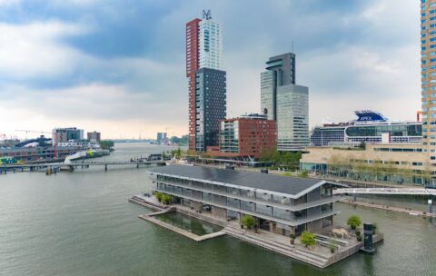 The floating offices of the Global Center on Adaptation in Rotterdam in the Netherlands