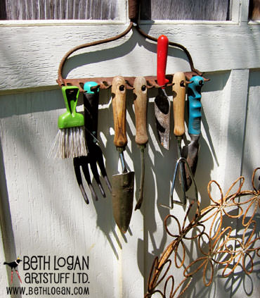 DIY rake gardening holder