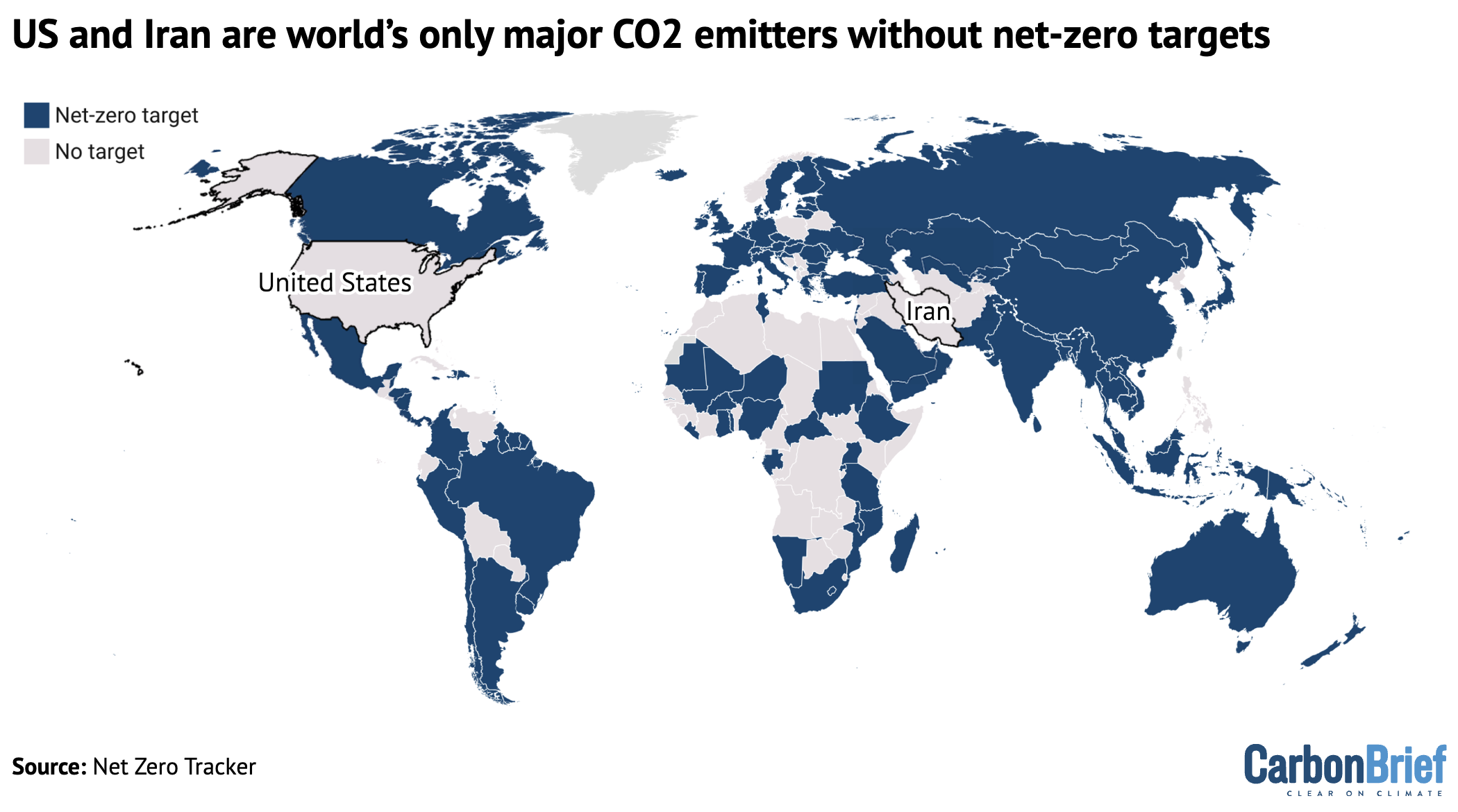 Countries with net-zero targets, as of May 2026.