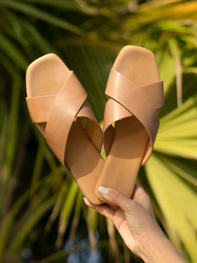 Ethically made leather sandals in almond from Nisolo