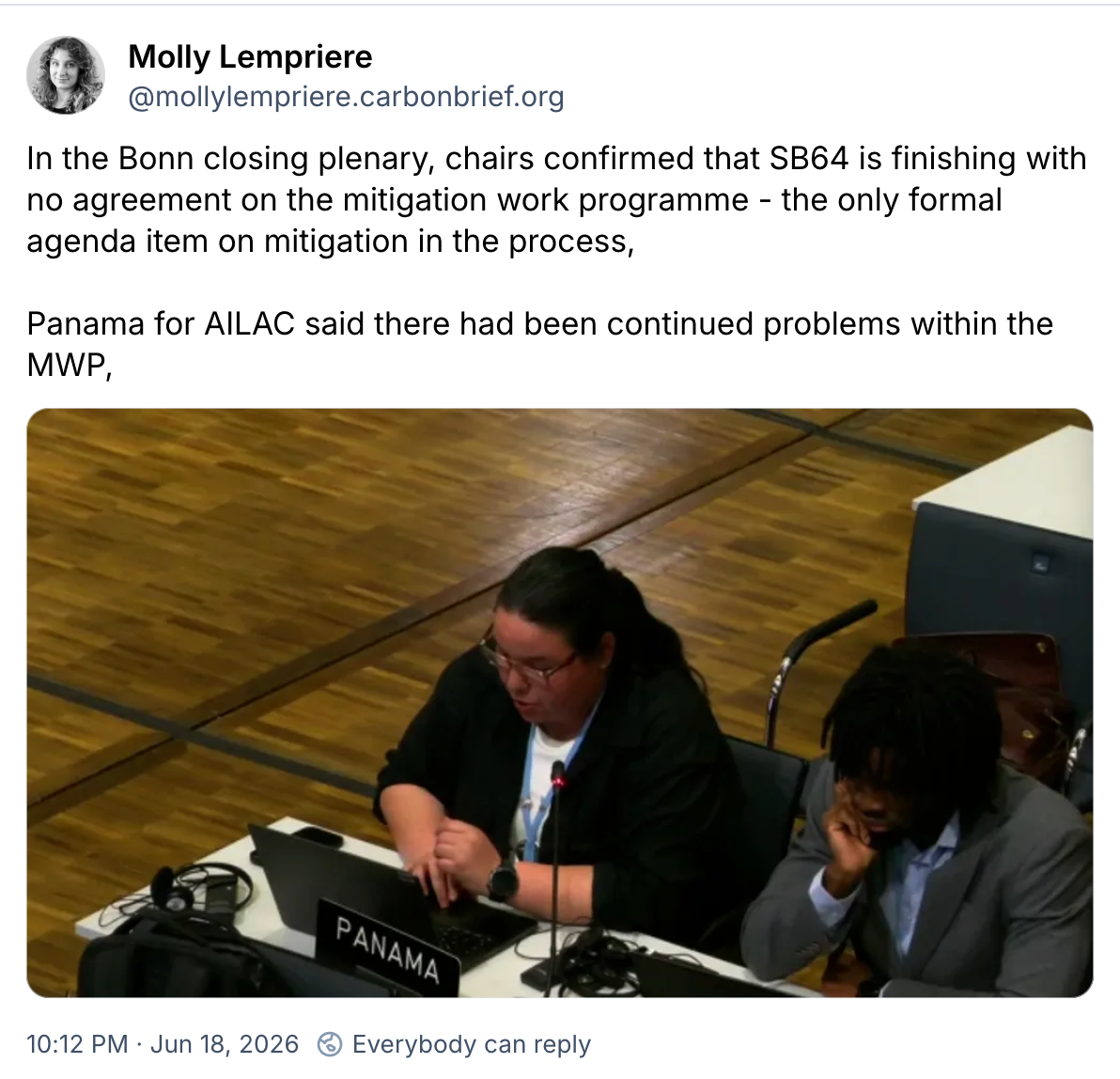 Molly Lempriere on Bluesky: In the Bonn closing plenary,