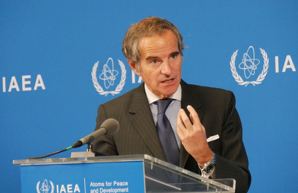 Rafael Grossi speaking at a press conference in Vienna in 2025, outlining concerns over Iran’s nuclear programme.