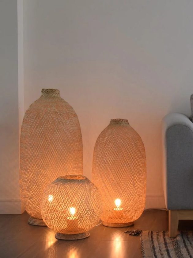 Sustainable bamboo floor lamps