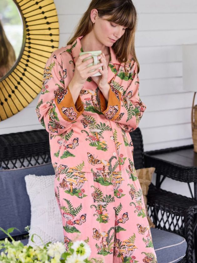 Printed pink pajama set in organic cotton from Printfresh