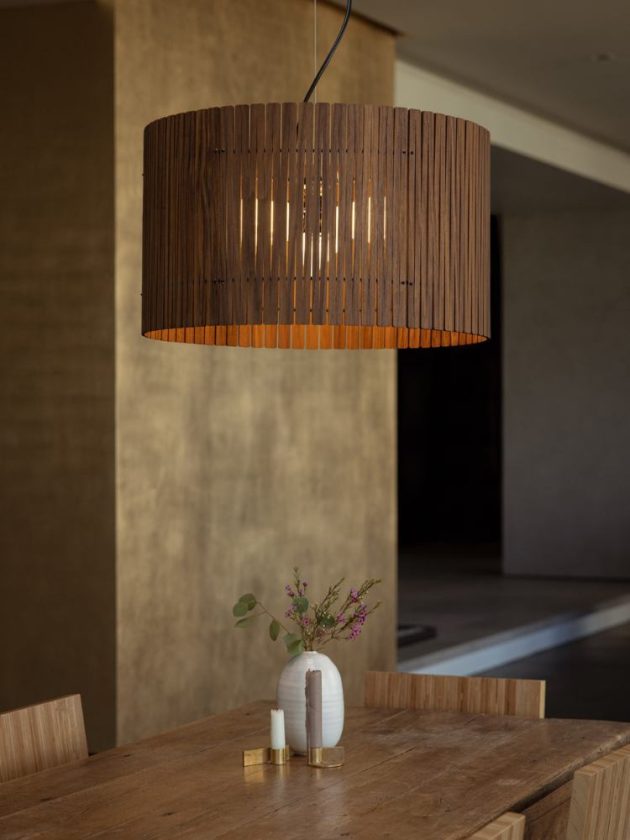 Recycled brown wood chandelier pendant