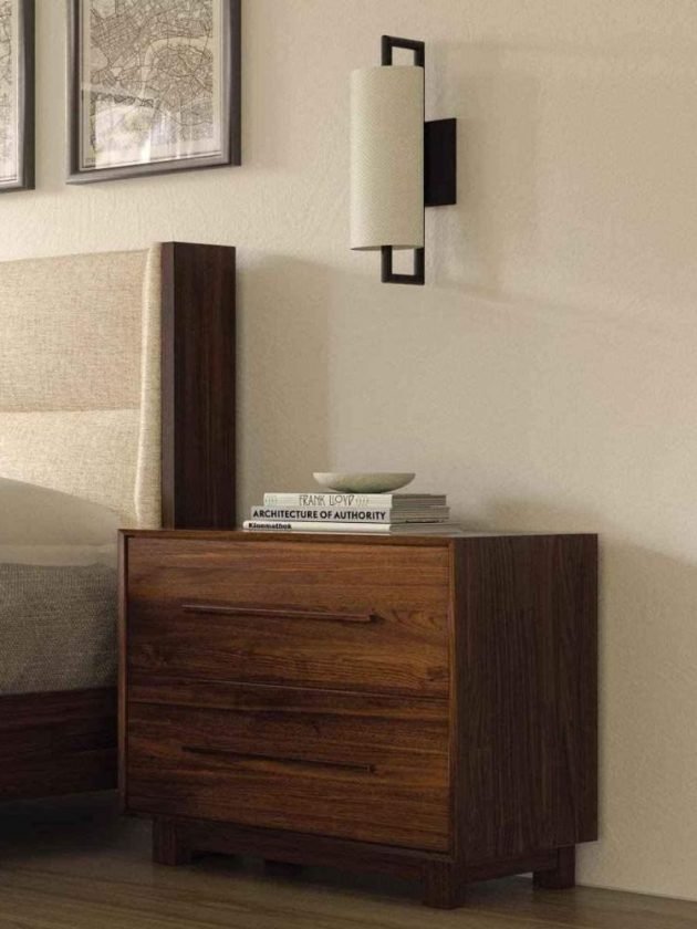 Dark walnut wood nightstand made with American hardwood