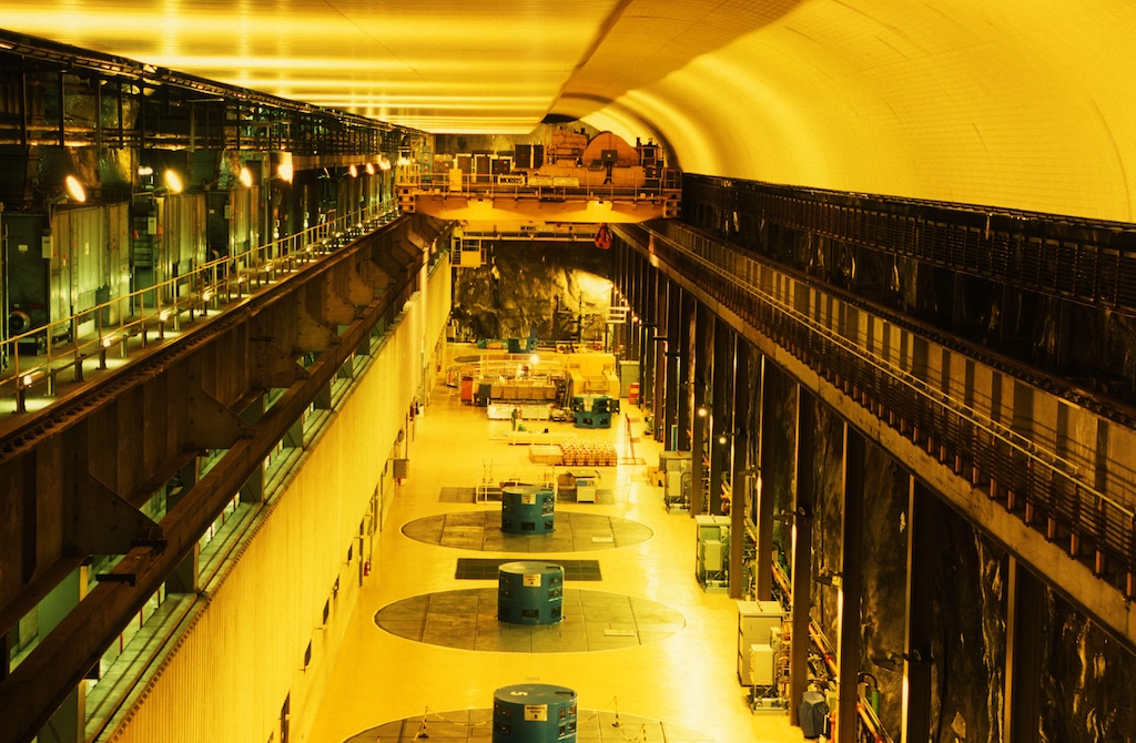 Turbine hall in Dinorwig hydroelectric power station, Wales.