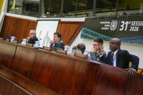 International Seabed Authority (ISA) president Oliver Whitehead at a plenary in Kingston. (Photo: International Seabed Authority )