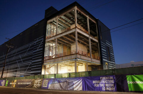 A view of a 49.5 megawatt three-level data centre under construction on April 14, 2026 in Vernon, California. A surge in demand for artificial intelligence (AI) infrastructure is fuelling a boom in data centres across the country and around the globe.