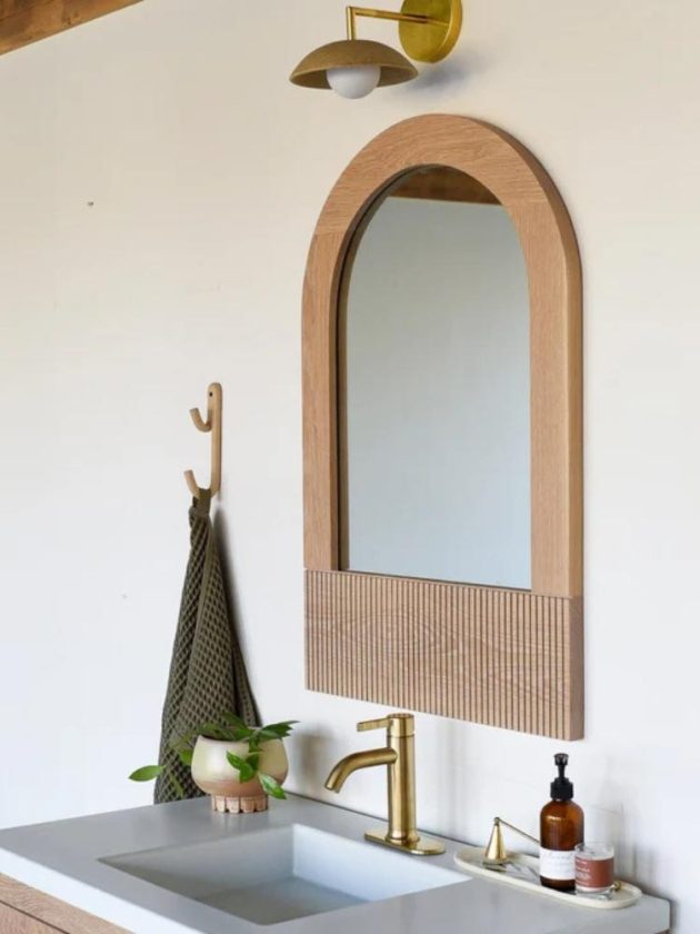 Arched mirror handmade from sustainably sourced American hardwood