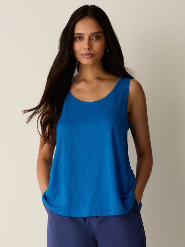 Blue organic linen tank from EILEEN FISHER