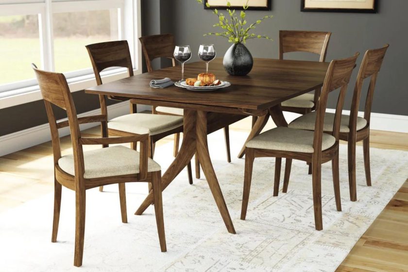 walnut extendable sustainable dining table
