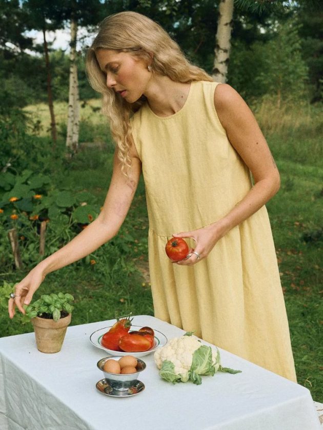 Butter yellow linen dress from Linen Fox