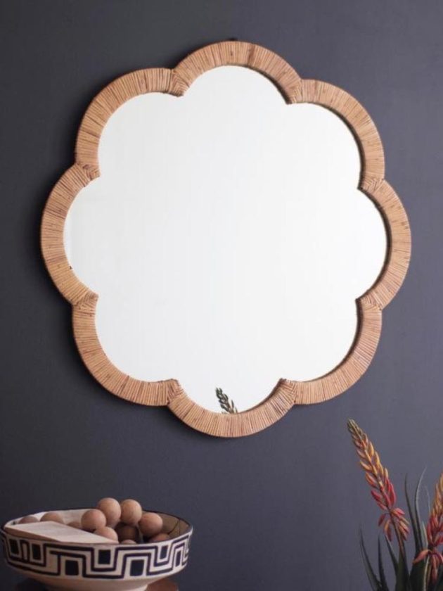 Flower shaped rattan mirror from sustainable retailer VivaTerra