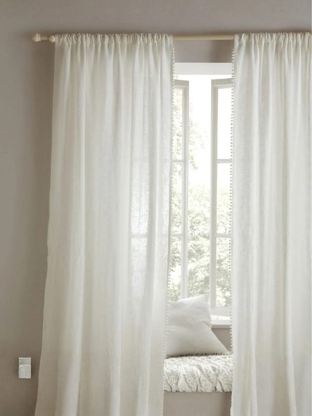 White sheer 100% linen curtains from Linden Studio