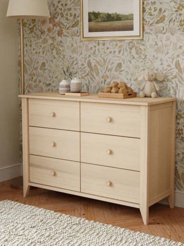 Light wood non-toxic dresser in nursery