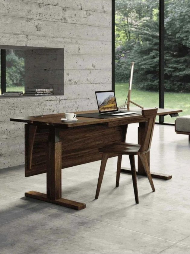 Dark walnut desk and chair made in the USA