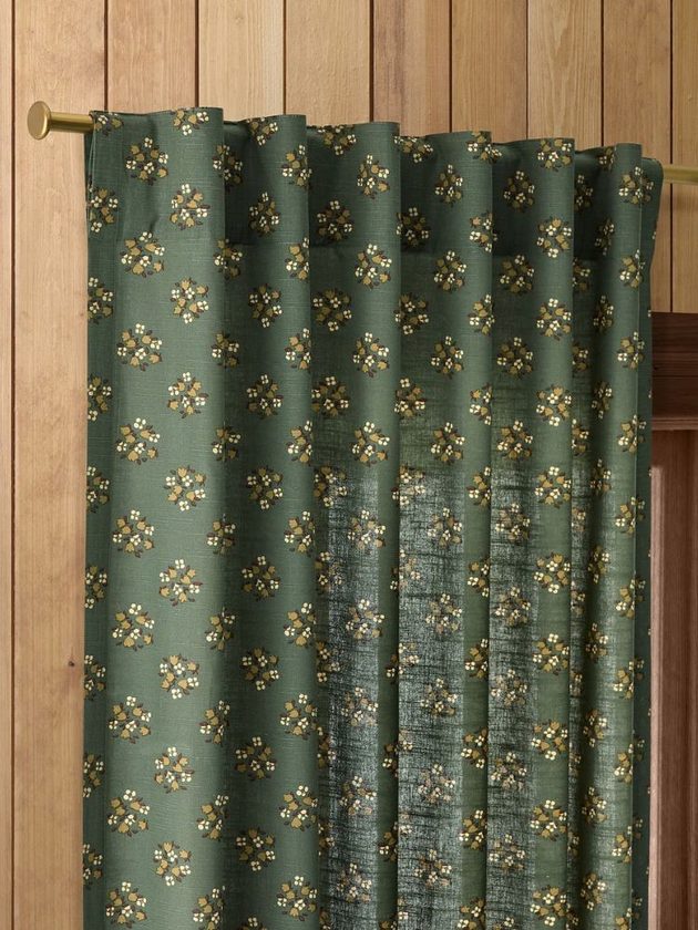 Dark green Fair Trade certified curtains