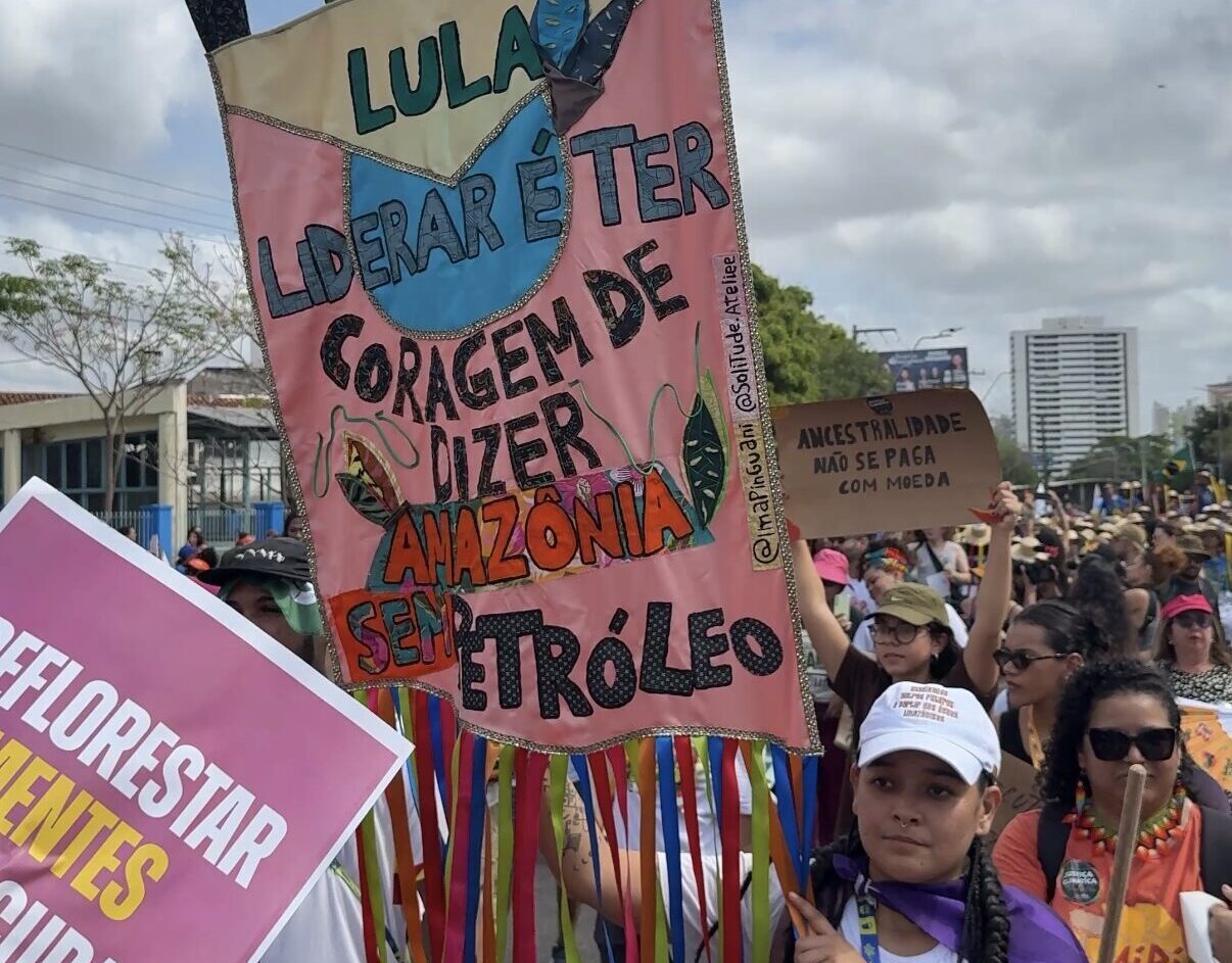 Thousands march in a COP30 protest calling for climate justice and protection of the Amazon among other things in Belem, Brazil on November 15, 2025.