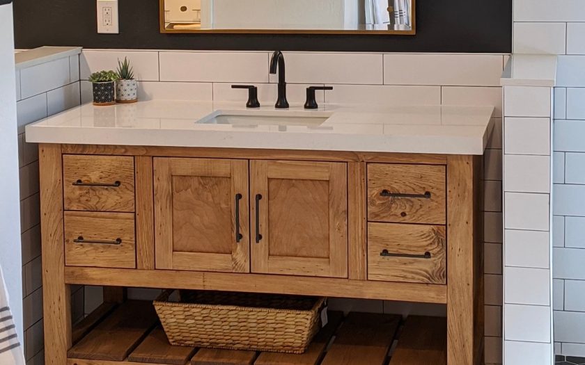 Farmhouse chic style solid wood bathroom vanity