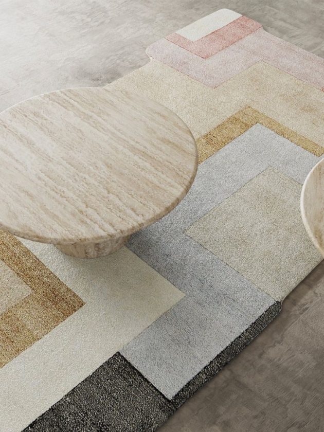 Pastel colored geometric non-toxic rug
