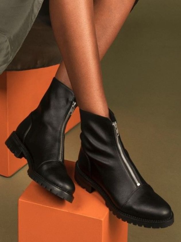 Black zipper vegan short boots from NAE