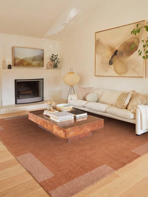Clay colored sustainable rug made from wool 