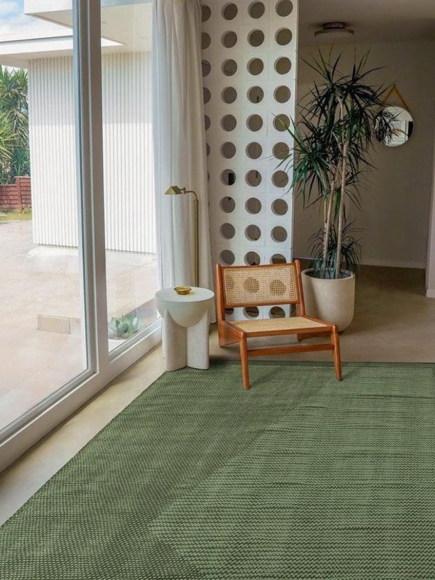 Green naturally dyed jute rug from Revival