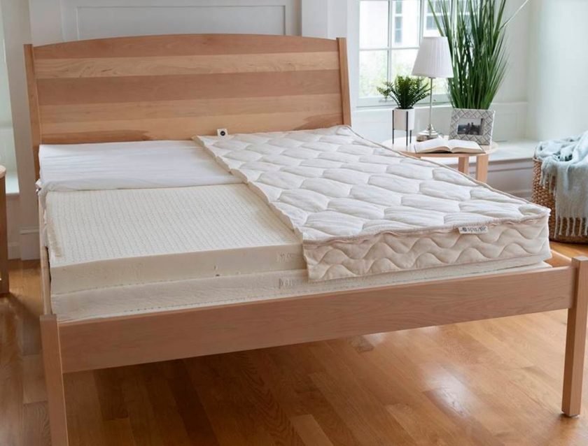 Sustainable organic mattress from Spindle on light wood bed