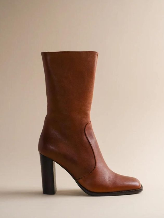 Brown leather mid-calf boots from Brother Vellies