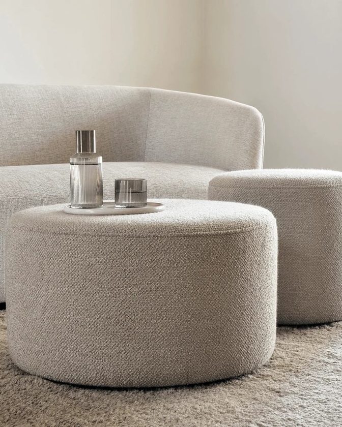 Sustainable pouf in light beige