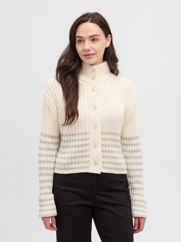 100% natural fiber cardigan with mock neck and stripes from tentree
