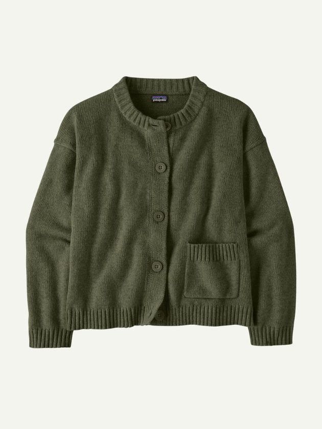 Sustainable dark forest green cardigan made from recycled materials
