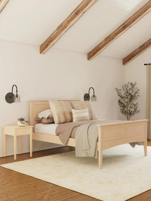 Light solid hardwood bed made in Vermont