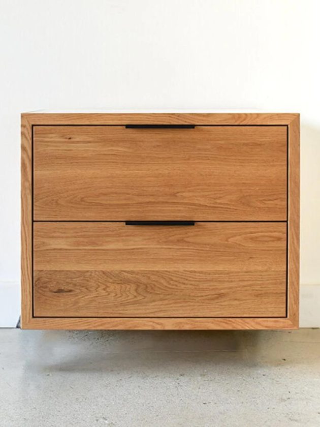 Light wood bathroom vanity made in the US