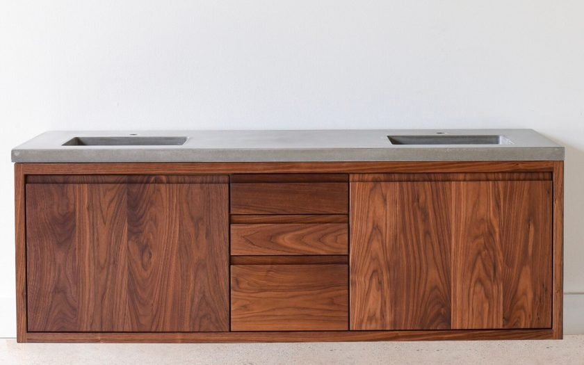 Eco-friendly walnut reclaimed wood bathroom vanity